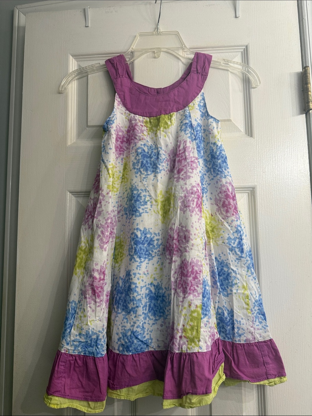 Penelope Mack White Dress with Purple and Lime Accents size 6